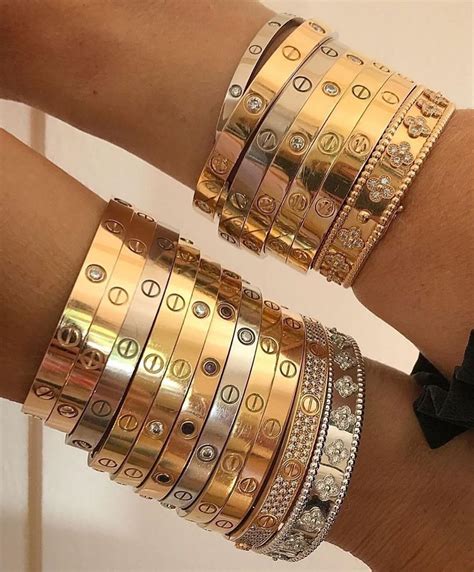 stacking cartier love bracelet|cartier love bracelet stacking ideas.